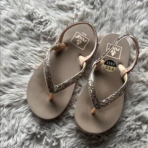 Reef Glittery Kids Sandals - Tan and Gold